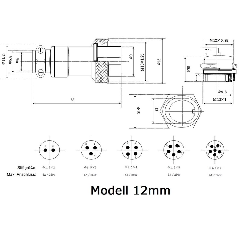 Plug-In Plug Connection Board Feed-Through Socket Microphone Coupling (Installation Dimensions: