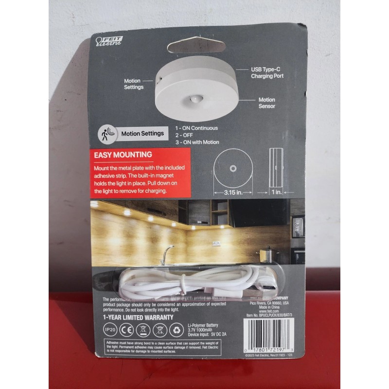 Feit Electric 3 Pack Feit Rechargeable LED Puck Lights with