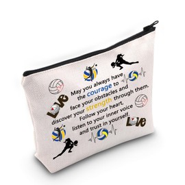 JNIAP Volleyball Cosmetic Bag Volleyball Teams Gift Volleyball Player Coach Makeup Pouch Trust In Yourself Zipper Pouch(May you always have the courage)