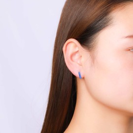 Qings Small Hoop Earrings Silver 925 Women's Black White Huggie Earrings Mini Hoop Earrings Colourful with Stars Zirconia for Women Men Birthday Jewellery Gifts, Sterling Silver, Cubic Zirconia