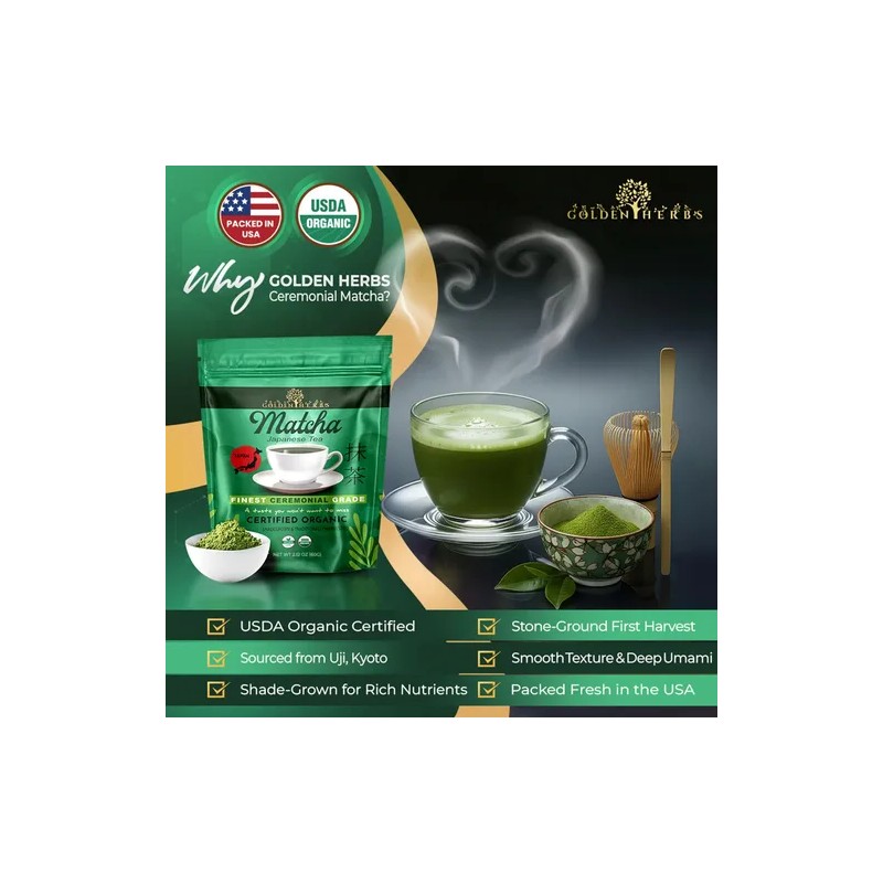 Golden Herbs Té Verde Matcha Orgánico Organic Ceremonial Matcha Green