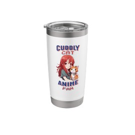 Cuddly Cat Anime Fan Anime Girl with cute Cat Stainless Steel Insulated Tumbler