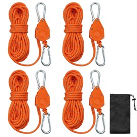 4PCS Reflective Tent Guy Ropes, 4mm Tent Camping Cord with Pulley, 4M Heavy Duty Reflective Cord Tent Guide Rope with Aluminum Adjuster for Outdoor Camping Hiking Awning Tents