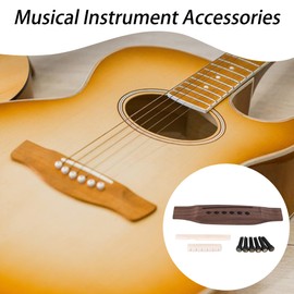 BQLZR Saddle & Nut Ebony Bridge End Pins with Abalone Dot Rosewood Bridge for Acoustic Guitar Replacement