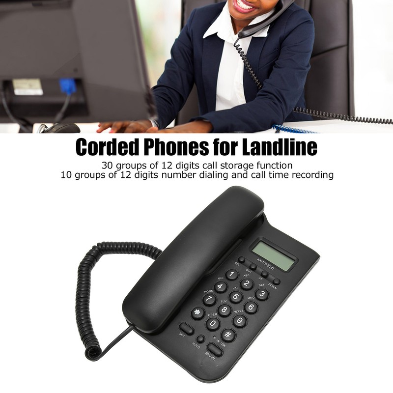 Desk Phone Caller ID Wall Mount Minimalist Corded House Phone