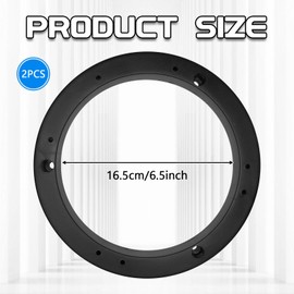 SWQS Speaker Spacer Adaptor Ring 6.5 Inch Speaker Mounting Gasket for Car Door, Shockproof Subwoofer Spacer to Enhance Sound, Universal Ring Fixed Speakers for Most Cars 14mm Depth,Pack of 2