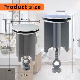 1PC 40mm Pop Up Sink Plug Replacement, Universal Bath Plug for Wash Basins, Easy to Install, Durable and Leak-Proof Sink Drain Plug for Bathrooms and Kitchens