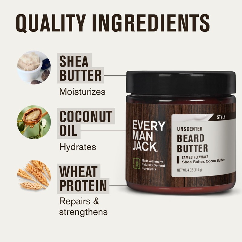 Every Man Jack Unscented Beard Butter - Fragrance Free for