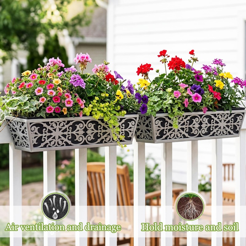4 Pack 24 Inch Window Boxes Planter for Outdoor Plants