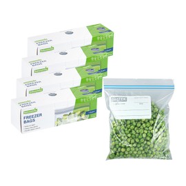 Restaurantware Bag Tek 1 Quart Freezer Zip Bags 1000 Disposable Zipper Pouch Bags - Double Zipper Greaseproof Clear Plastic Freezer Bags With Write-On-Label For Food Organization And Storage