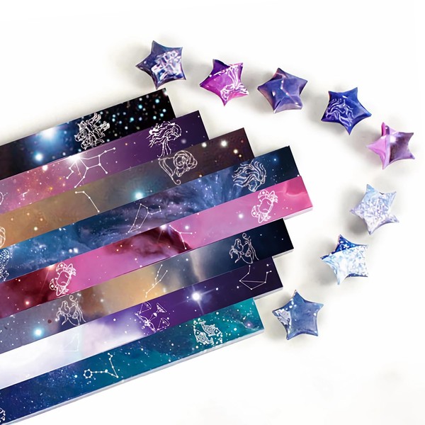 Star Paper Strips, 12 Styles Constellations Printed Origami Star Paper