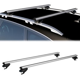 COWVIE 47 Inch Aluminum Roof Rack Cross Bars for Raised Side Rails, Adjustable Cargo Bars, Hold 165 LBS, Silver