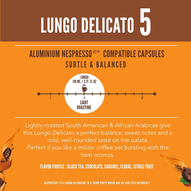 Belmio Lungo Delicato Espresso Coffee Pods – Light Roast –