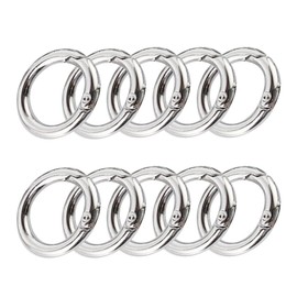 XSAJU Round Carabiner Key Ring Silver Ring Hook 10pcs Alloy Electroplated Key Chain Parts(25mm)