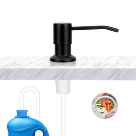 Built in Sink Soap Dispenser or Lotion Dispenser for Kitchen Sink,Lychee Kitchen Sink Hand Soap Dispenser Pump Kit Brushed Nickel with 1.2m Extension Tube and 200pcs Sink Strainer Bag (Black)