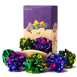 Chiwava 24 Piezas 4 cm Juguetes para Gatos Brillante Arruga Mylar Bolas Crackle Ligero Pelotas Gato Gatito Interactivo en Varios Colores