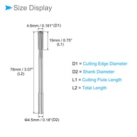 CoCud Machine Chucking Reamers, 4.6mm Diameter D4 Accuracy, M35 Cobalt High Speed Steel Straight Flutes Milling Cutter - (Applications: for Lathe Machine), 1-Piece