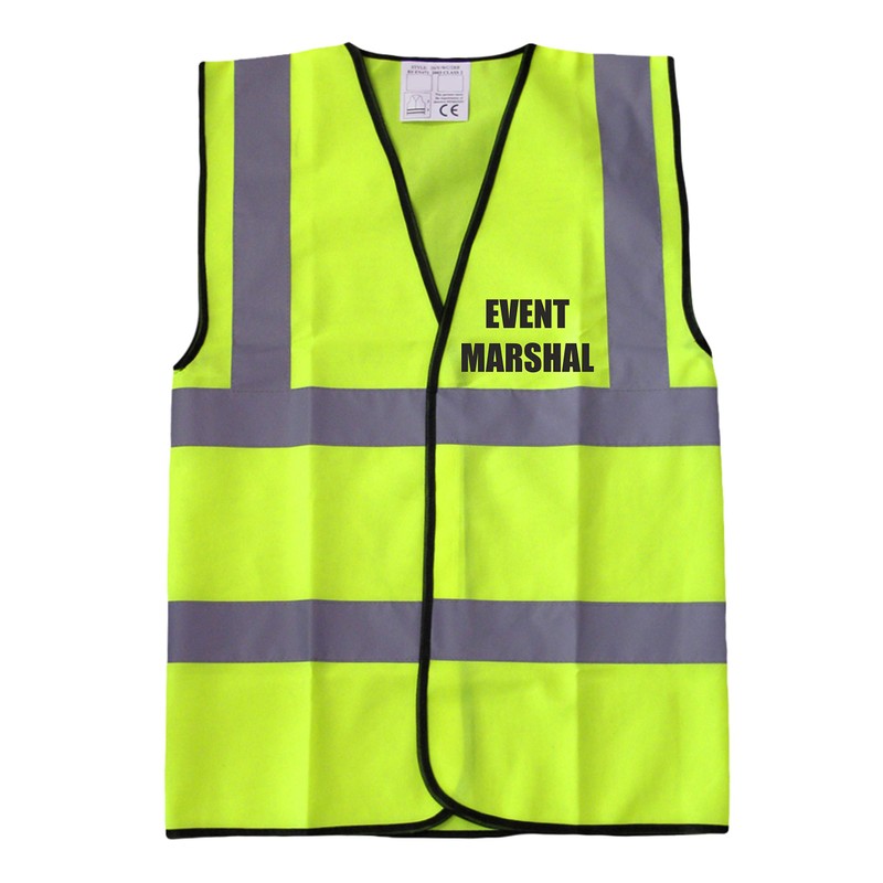 Event Marshal Yellow Hi Vis Viz Safety Vest Waistcoat Reflective
