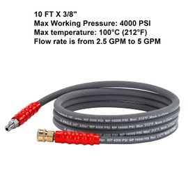 M MINGLE Pressure Washer Jumper Hose, 10 FT Whip Hose for Power Washer, Hose Reel Connector for Pressure Washing with 3/8 Inch Quick Connect
