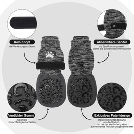 EXPAWLORER Improved Dog Socks Non-Slip - Paw Protection for Dogs with Adjustable Straps, Good Traction Control for Indoor Areas on Wooden Floors, Soft and Elastic Fabric in Black, S