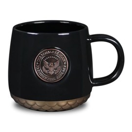 Ronald Reagan Presidential Library Seal Mug - Hammered Metal Bottom - Black Ceramic - Exclusive to the Reagan Library