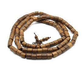 Zen Dear Unisex Natural Wenge Wood Mala Prayer Beads Necklace Bracelet Meditation Buddhist Rosary Mala Beads (8mm 108 barrel beads)