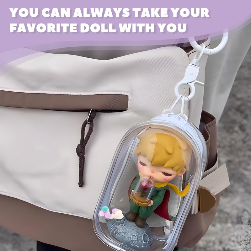 Pram Bag with Keychain (White) Transparent Plush Protective Cover Doll
