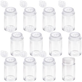 12 Pack Mini Loose Powder Jars with Sifters and Lids, 10ml Clear Empty Cosmetic Containers for Face Powder, Glitter, Eyeshadow, and Travel Samples