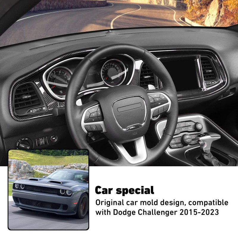 Linskip Dash Board Cover Trim Compatible with Dodge Challenger 2015-2023,