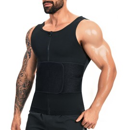 Sauna Vest for Men Waist Trainer Sauna Shirt for Men Zipper Sweat Belt Tank Top for Belly Fat(BK 4XL/5XL)
