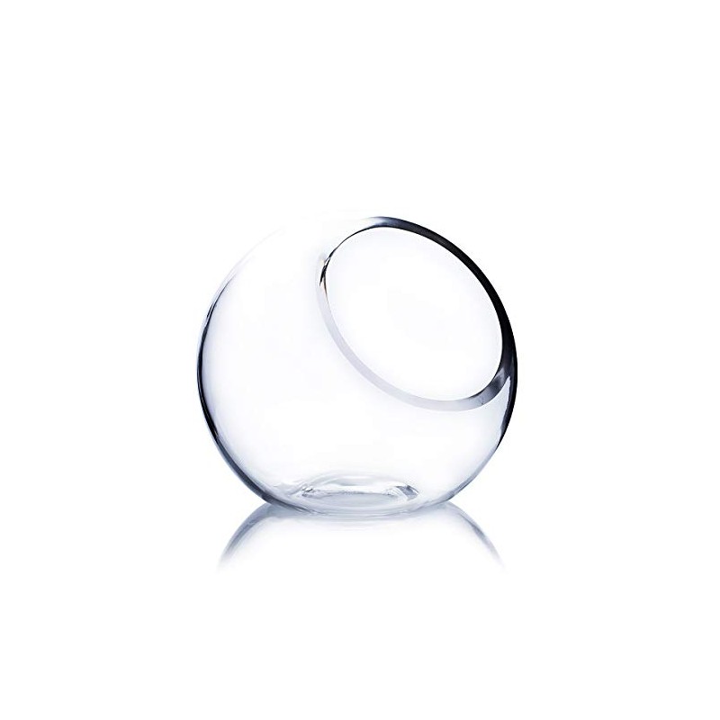 WGV 6" Clear Glass Vase Slant Cut Tilted Bubble Bowl,
