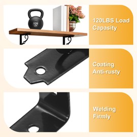 M METERXITY 4-Pack Shelf Brackets, 5 Inch Long l Shape Iron Wall Mount Shelf Support Bracket with Mounting Hardware 120 lbs Load Capacity for Home/Kitchen/DIY Decorative [Black]