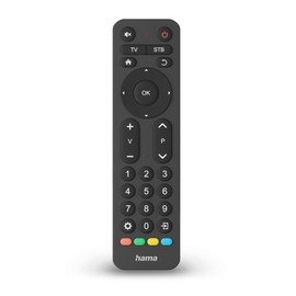 Hama Universal TV Remote Control for 2 Devices, Large Buttons (Infrared, Learnable, Luminous Buttons, Preprogrammed, Ideal e.g. for TV, VCR, Receiver, 10 m Range) Black
