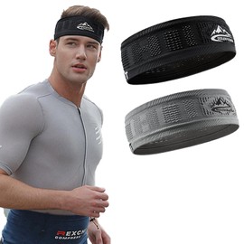 HAKUKU Diademas Deportivas para La Cabeza, 2 Piezas Bandas Elásticas Antideslizante para Hombre y Mujer, Diademas de Cabello Absorbe El Sudor, Secado Rápido, Transpirable para Correr, Baloncesto
