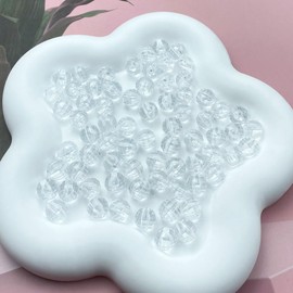 Tingoons 400 PCS 8mm Acrylic Round Faceted Beads Crystal Spacer Beads Multiple Faceted Loose Beads for DIY Jewelry Making Bracelet Necklace Earring Wind Chimes Wine Charms Sun Catchers(Transparent)