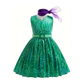 WYB Girls Green Disgust Costume Joy Cosplay Dress Party Cosplay Dress up Birthday Christmas Outfits with Wig