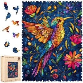 delobil Wooden Puzzles for Adults 200 Pieces,Hummingbird Wooden Puzzles, Unique Shaped Hummingbird Jigsaw Puzzles, Birthday Creative Gifts Fun Challenging Family Puzzle Games, 11.7x8.8 Inch