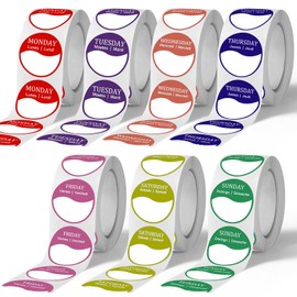 Day of The Week Stickers, 3500PCs Day Dots Food Labels Week Stickers for Planner, Restaurant Kitchen Containers Dispenser