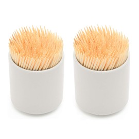 QPOIBSD 2PCS Simple Pure White Porcelain Toothpick Holder Dispenser For Home Kitchen Restourant