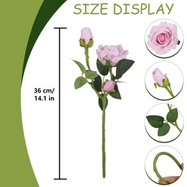 INSUNSIX 5 Pcs Light Pink Silk Roses Artificial Flowers 14.2” Faux Roses with Stems for Wedding and Engagement Bridal Bouquet Living Room Vase Living Room Home Decor