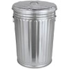 Plexon Pre-Galvanized Trash Can with Lid Round, Steel, 20gal, Grey,