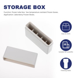 Mobestech 5 Compartment Cryovial Freezing Box Sample Tube Storage Round Edges for Easy Cleaning Lab Freezing Tube Organizer