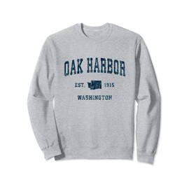 Oak Harbor Washington WA Vintage Sports Design Navy Print Sweatshirt