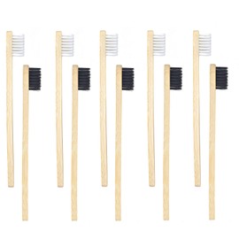 SEVENHEAD 10 PCS Kids Bamboo Toothbrushes Soft Bristles Wooden Toothbrushes, Natural Biodegradable BPA Free Eco Friendly Toothbrushes Black White