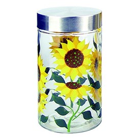 Grant Howard Sunflower Hand Painted Glass Storage Jar, 58 oz, Multicolor