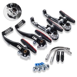 CNCLOL Bike V Brake Set, Bicycle V Brake for Front& Rear, V Brake Caliper For Road Bike/Mountain Bike/MTB/BMX.70 Black/Red