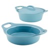 Rachael Ray Solid Glaze Ceramics Casserole Bakeware/Baker Set with Shared