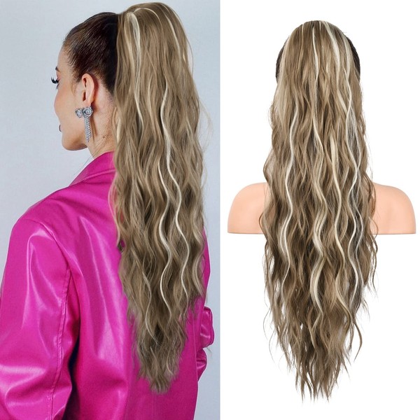 SEIKEA 26" Highlight Ponytail Extension，PT003 Eva Long Drawstring Ponytail Wavy