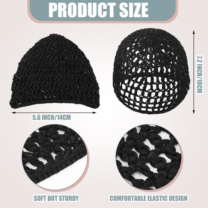 Geyoga 4 Pieces Mesh Crochet Hair Net Rayon Knit Snood