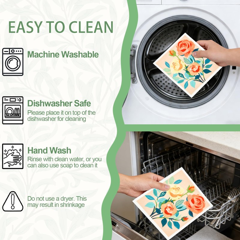 Naszonus 6 Pack Swedish Dishcloths for Kitchen, Reusable Absorbent Cleaning